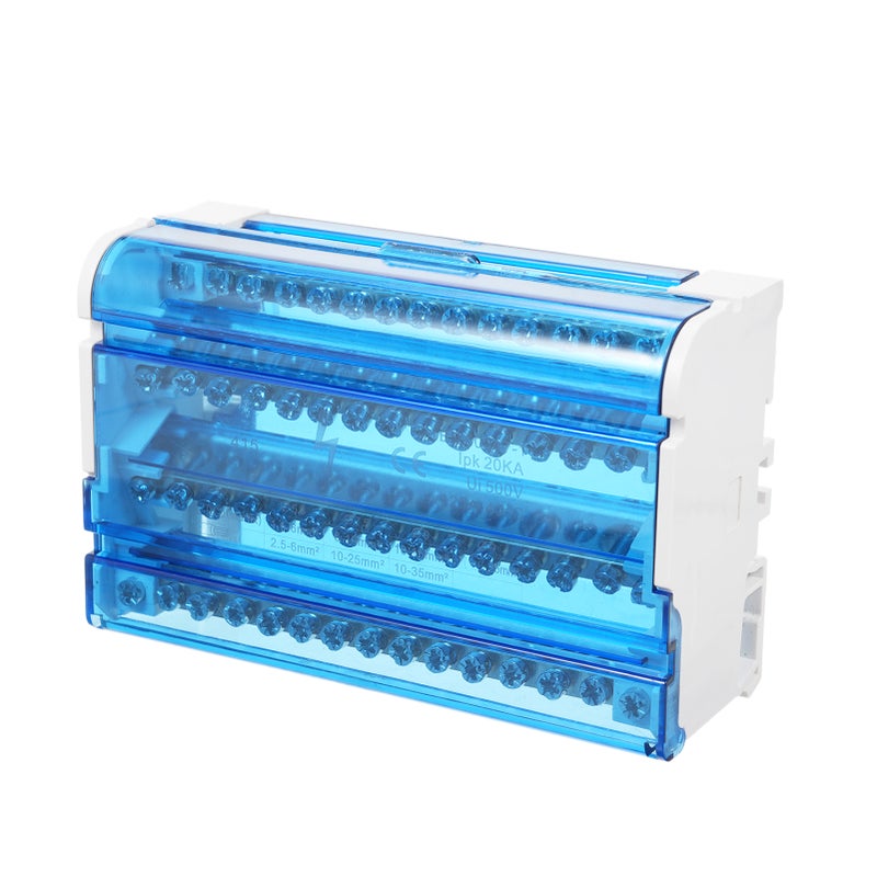 Terminal Block Junction Box 4-Level Single Phase Junction Case 415 Terminal Distribution Box Din Rail Terminal Case with Transparent Cover Distribution Protection Box - Image 1