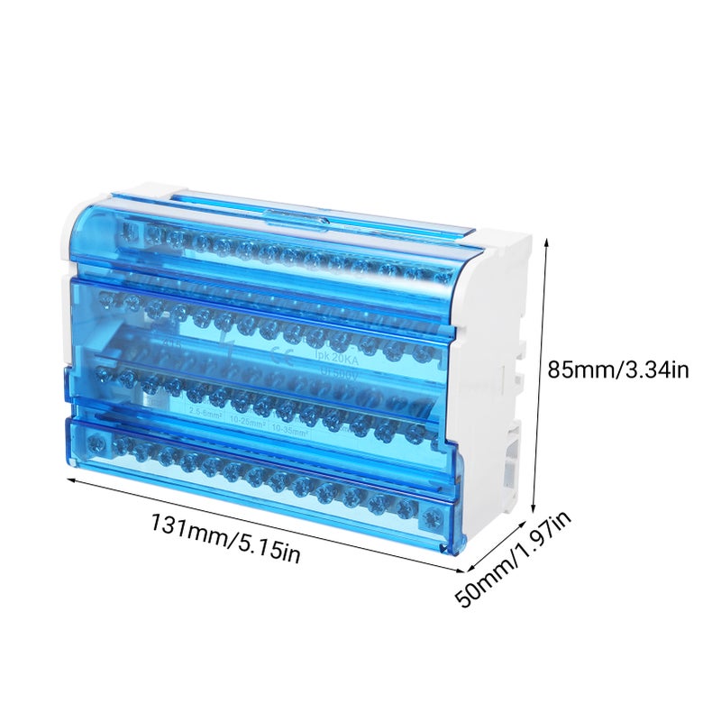 Terminal Block Junction Box 4-Level Single Phase Junction Case 415 Terminal Distribution Box Din Rail Terminal Case with Transparent Cover Distribution Protection Box - Image 3