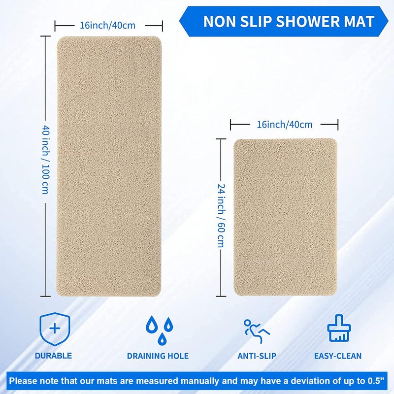 Hargiis Non Slip Bathtub Mat, Anti Slip Shower Mat, Fast Drying Bath Tub Mats, Foot Scrubber Mat, Anti Slip Mat for Tub, Floor,Bathroom, Home, Kitchen, Hotel (Beige 24x16 Inch) - Image 2