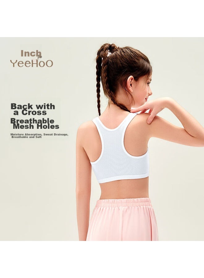 YEEHOO Ying Girls' Underwear, First Stage Small Vest, Work-style Back, Anti-nipple, Cool Mesh, Young Girl Underwear, Blue, 75a - Image 3