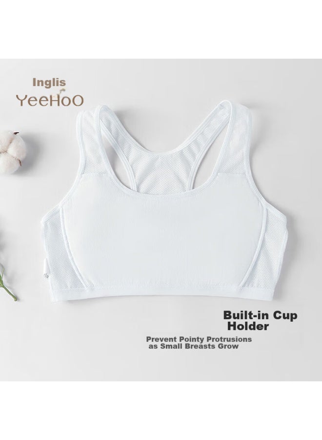YEEHOO Ying Girls' Underwear, First Stage Small Vest, Work-style Back, Anti-nipple, Cool Mesh, Young Girl Underwear, Blue, 75a - Image 4