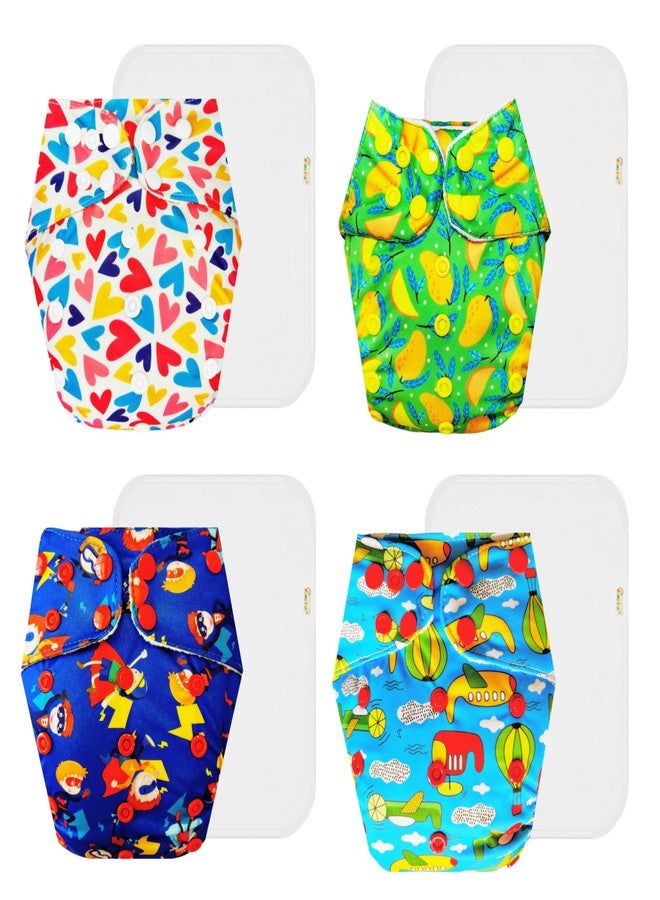 حفاضات دمبلدو القماشية الممتازة مع حشوة قطنية (عبوة من 4) | ناعمة ولطيفة | تسمح بمرور الهواء | أزرار كبس قابلة للتعديل | مناسبة للارتداء طوال اليوم | من 3 أشهر إلى 3 سنوات | للجنسين - Image 1