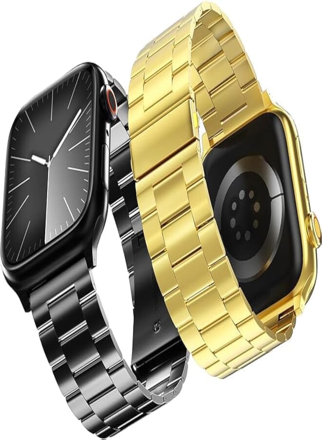 Next 2 Pack Compatible with Apple Watch Band 49mm 45mm 44mm 42mm, Next Store Durable Stainless Steel Metal Strap for iWatch Ultra 2/1 Series 9/8/7/6/5/4/3/2/1/SE/SE2 Women Men