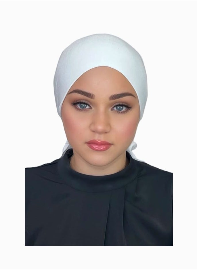 Perfectory - PERFECTORY Jersey Bonnet Tie-Back Caps Under Scarf Head Wraps for Women Turban Hat Lightweight and Comfortable-White - Image 1