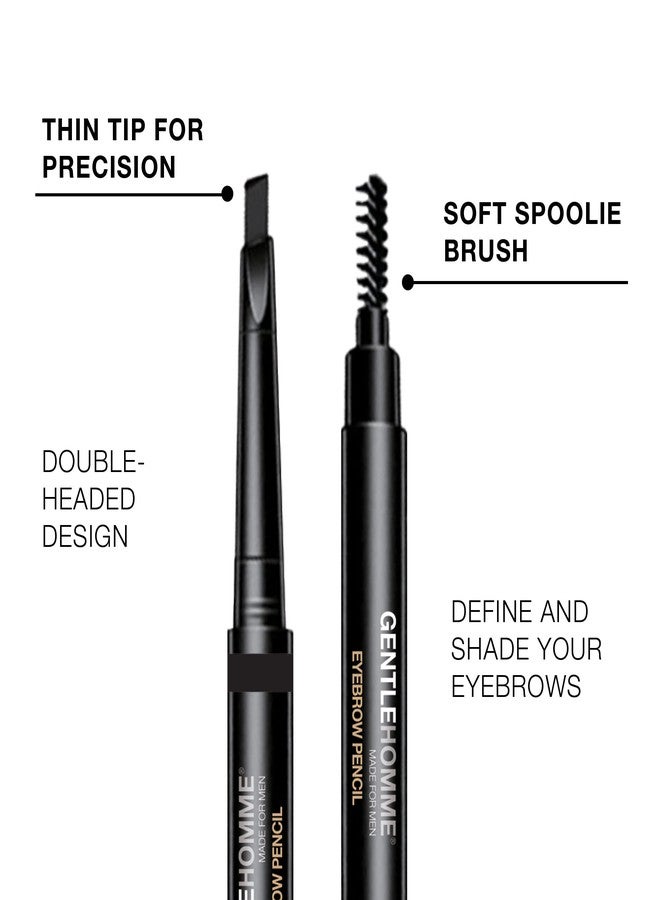 Gentlehomme - Men's 2-in-1 Eyebrow Brush & Pencil - Shape, Define & Fill In - Ultra-Thin - Long-Lasting Black - Vegan - 2 Pencils - Image 2