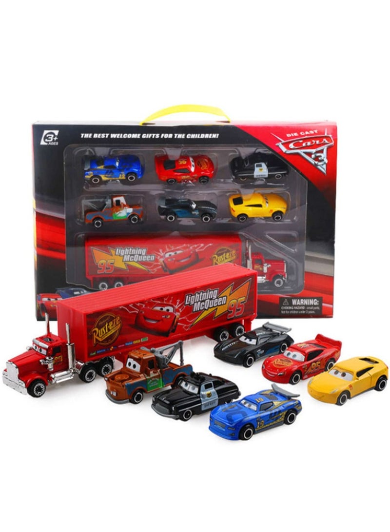 7Pieces شاحنة لعبة سيارة مجموعة البرق ماكوين جاكسون العاصفة ديكاست سيارة نموذج لعبة الأطفال هدية - Image 1