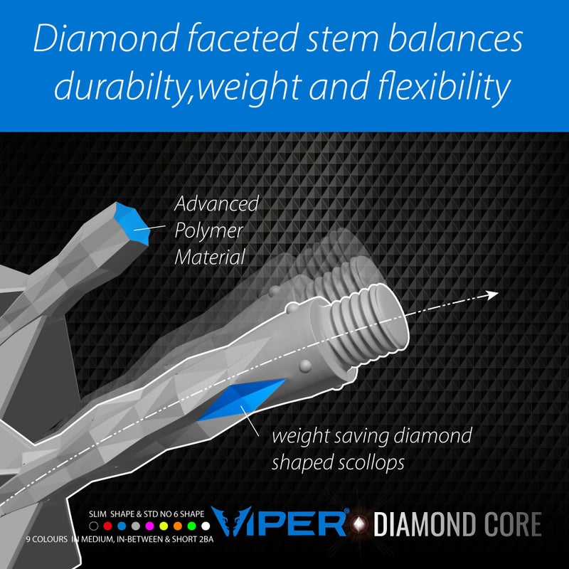 Viper Diamond Core Integrated Dart Flight & Shaft System - Precision Darting Accessory with Tough Polymers for Enhanced Performance, Set of 3, Medium Shaft, Slim Flight, Black - Image 4