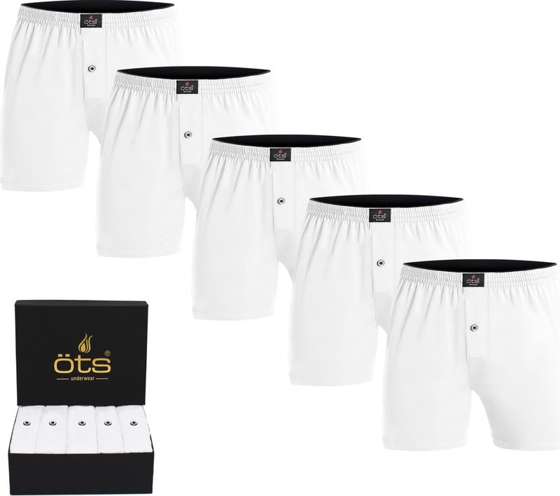 TS Men's 100% Cotton Boxer 5-Piece Set Buttoned, Comfortable Fit, High Quality, Premium Special Black Box, Underwear, Underwear - Image 1
