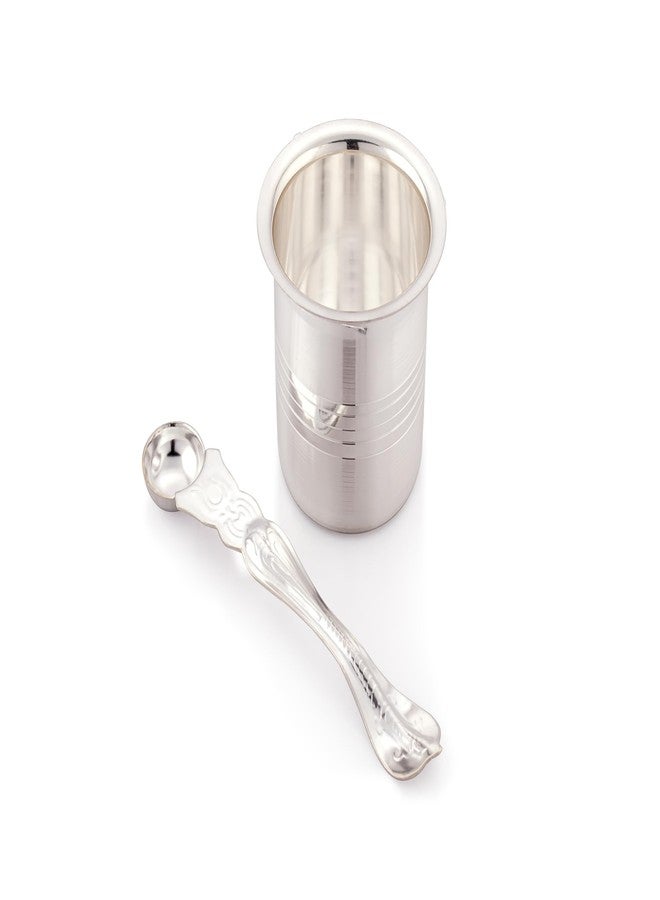 Silverglow Indian Traditional Handcraft Silver Plated Panchapatra Set Panchapatra with Spoon use for ganga jal, Pooja, Temple, and panchapatra use for Diwali Festival | Silver Color (PP-102 (Medium)) - Image 2