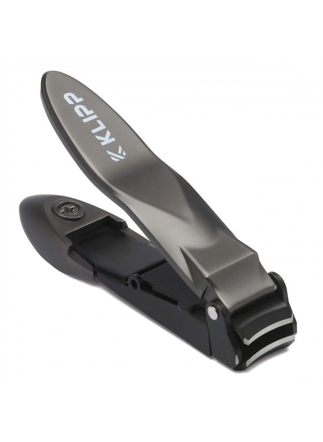 KLIPP - Nail Clippers for Men with Catcher - KLIPP Razor-Sharp Heavy Duty Self-Collecting Nail Cutters with Ergonomic Lever Keep Fingernails and Toenails Impeccably Manicured - Includes Ziplock Pouch - Image 1