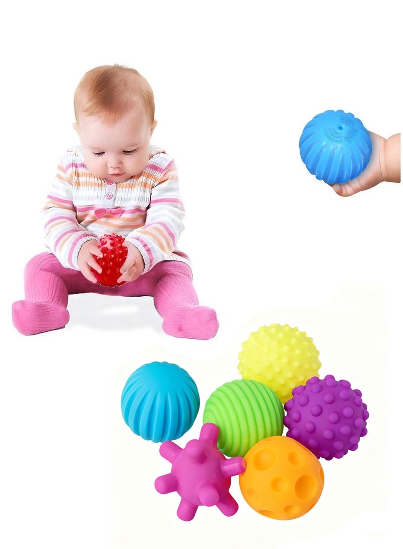 Baby Sensory Ball 6pcs Textured Multi Ball Set Massage Balls Squeezy and Bouncy Fidget Toys Montessori Toys for Toddlers Kids - Image 1