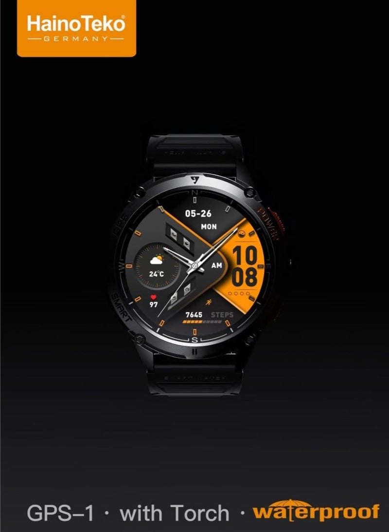 HainoTeko GPS-1 Smartwatch with AMOLED Display, Built-in GPS, Torch & Waterproof Design (Germany Brand) - Image 4