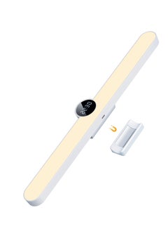 KASTWAVE Large Under Cabinet Light with Digital Clock, 15.7 Inches 5W Wireless LED Closet Light, Rechargeable Dimmable 3 Colors Wall Mounted Reading Light for Kitchen Vanity Bed-Side Wardrobe  - Image 1