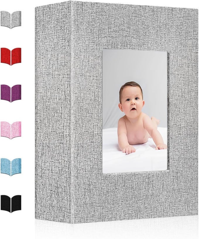 PHOTO ALBUM 4X6 CAN HOLDS 100 4X6 PHOTOSLINEN COVER SLIDEIN MINI PHOTO ALBUM BOOK WITH 50 BLACK SHEETS FOR BABY FAMILY PICTURES ARTWORK OR POSTCARDS STORAGE GRAY
