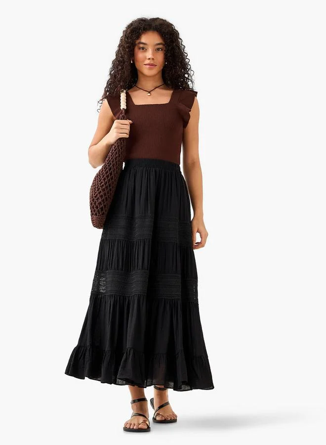 2Xtremz 2Xtremz Sleeveless Top with Ribbed Ruffle Detail