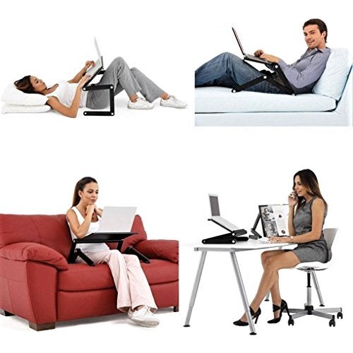 Zippace Adjustable Laptop Computer Lap Desk Portable Multifunctional Cooling Ergonomic Vented Table TV Bed Tray Stand Mount Holder (420 * 260mm, Black) - Image 3