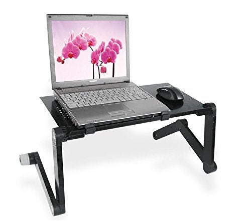 Zippace Adjustable Laptop Computer Lap Desk Portable Multifunctional Cooling Ergonomic Vented Table TV Bed Tray Stand Mount Holder (420 * 260mm, Black) - Image 2