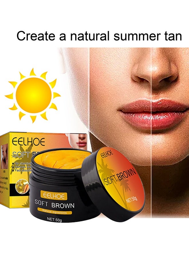 EELHOE Brown Tanning Cream, Intensive Soft Brown Tanning Accelerator Cream, Tanning Gel, Intensive Tanning Gel For Outdoor Sun, Achieve Natural Tan Skin 50g - Image 1