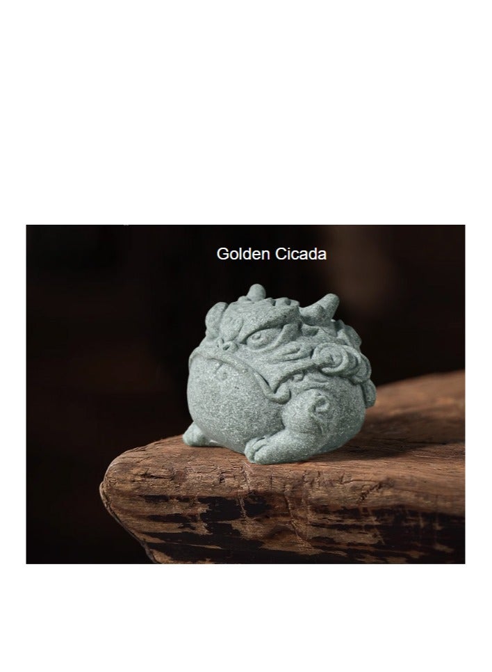 general National fashion Chinese mythical creatures animals festive auspicious lucky cute imitation green sandstone small ornament home tea pet tea table office decoration gift ornament - Image 4