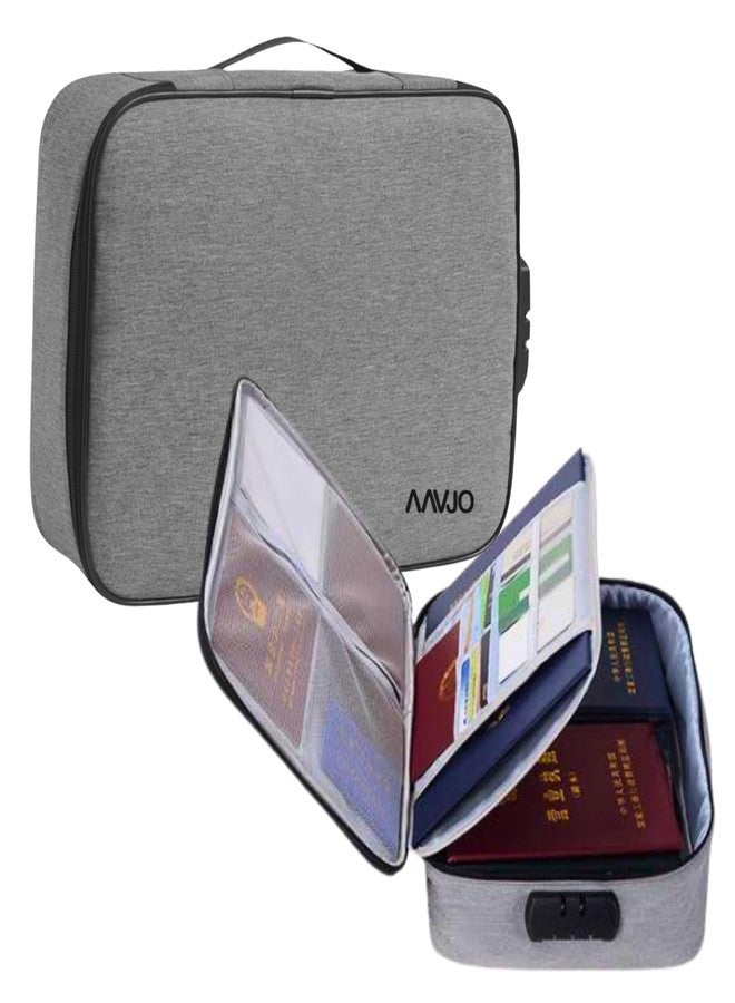 Aavjo A4 Size Document File Folder Storage Bag | Multilayer Docs Organiser with Lock Waterproof - Large (Dark Grey) - Image 1