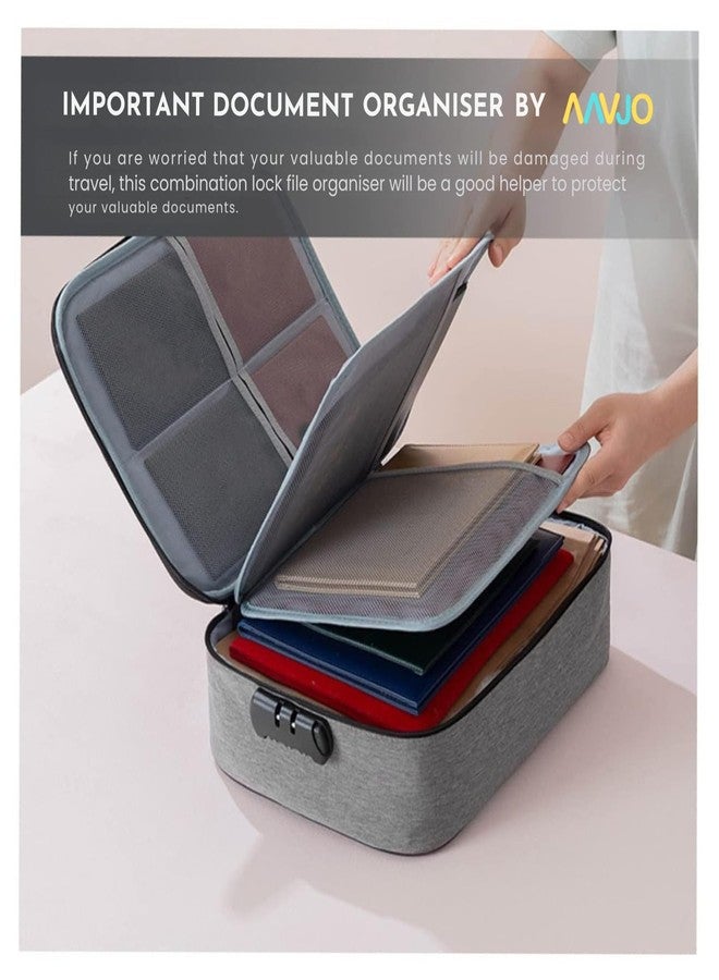 Aavjo A4 Size Document File Folder Storage Bag | Multilayer Docs Organiser with Lock Waterproof - Large (Dark Grey) - Image 3
