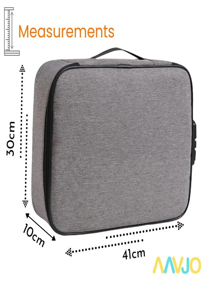 Aavjo A4 Size Document File Folder Storage Bag | Multilayer Docs Organiser with Lock Waterproof - Large (Dark Grey) - Image 2