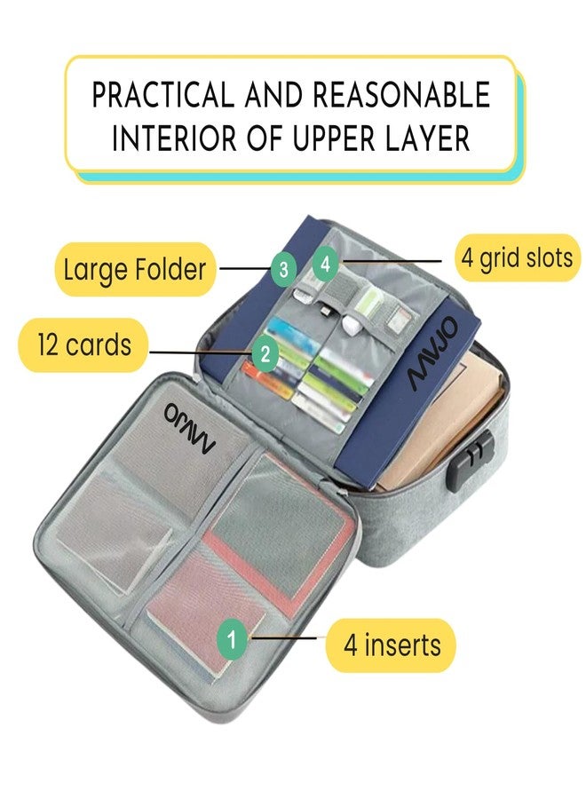 Aavjo A4 Size Document File Folder Storage Bag | Multilayer Docs Organiser with Lock Waterproof - Large (Dark Grey) - Image 4