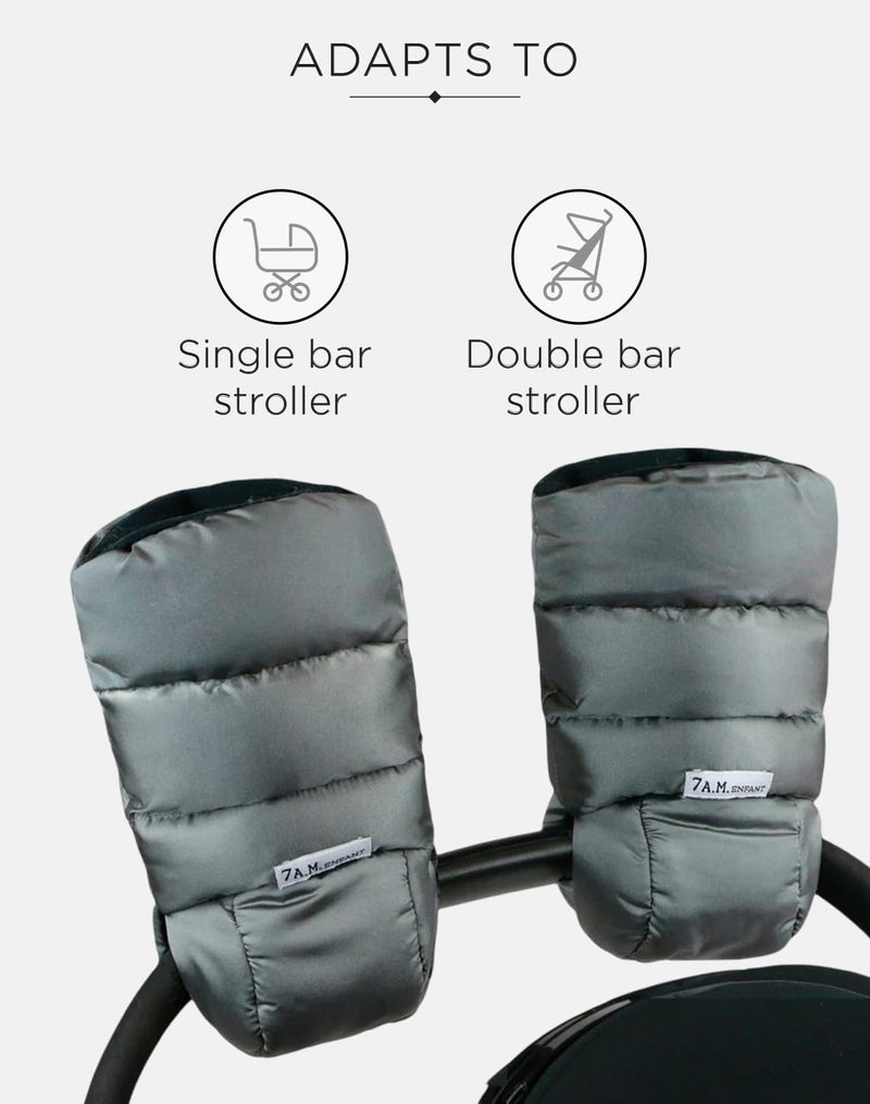 7 A.M 7AM Enfant Stroller Warmmuffs Gloves - Anti-Freeze Stroller Mittens for Handlebars, Water Repellent Hand Warmer Muff for Cold Weather, Plush Lined Stroller Warmmuffs | Winter Stroller Accessories - Image 5