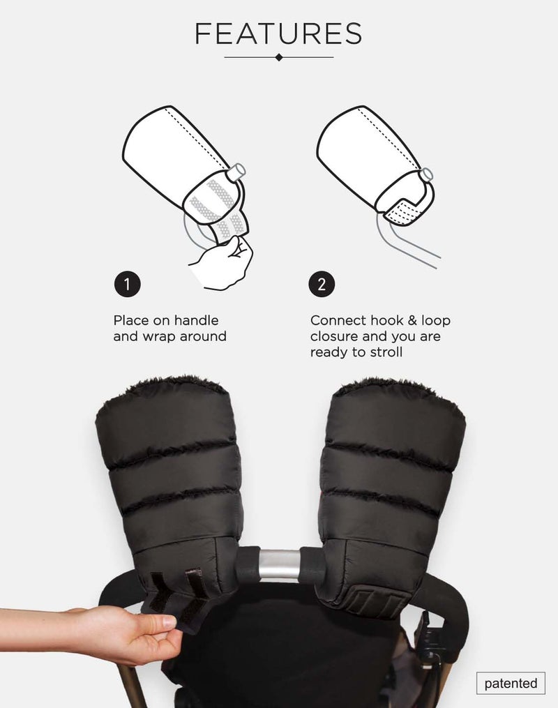 7 A.M 7AM Enfant Stroller Warmmuffs Gloves - Anti-Freeze Stroller Mittens for Handlebars, Water Repellent Hand Warmer Muff for Cold Weather, Plush Lined Stroller Warmmuffs | Winter Stroller Accessories - Image 4