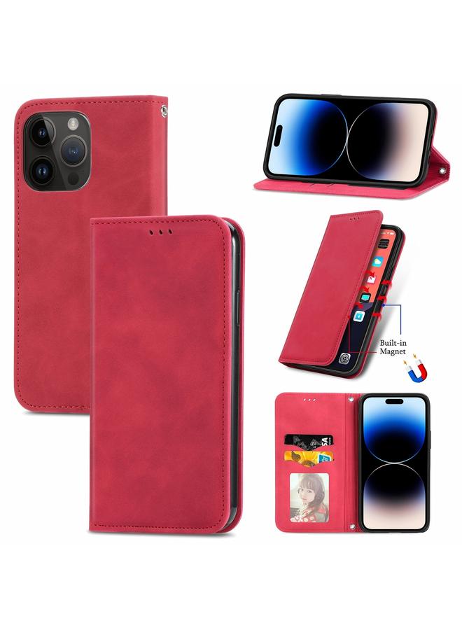 S-TOP Case For iPhone 14 Pro Max Retro Skin Feel Magnetic Flip Leather Phone Case - Image 1