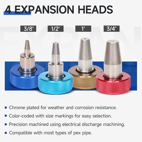 IWISS iCrimp Manual Expanding Tool Kit with Auto-Rotation Expansion Heads for 3/8,1/2,3/4&1 inch ProPEX,Wirsbo F1960 standard fittings - Image 3