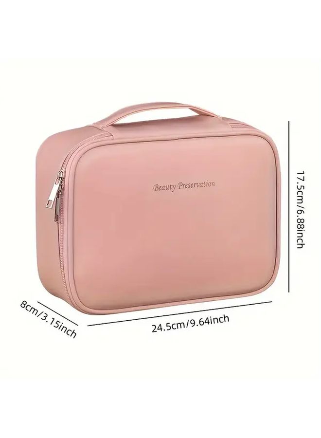 1 Large Capacity Travel Makeup Case With Detachable Brush Holder Black Multi Compartment Cosmetic Organizer For Women Daily Use Spacious Durable Square Pouch With Mesh Design - Image 4
