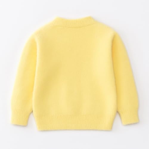 Bold N Elegant Girls Flower Basket Woolen Warm Party Kids Sweater Pullover | Soft Fuzzy Knit Pullover Sweater Winter Jumper for Baby Girls Upto 6 Years Yellow - Image 4