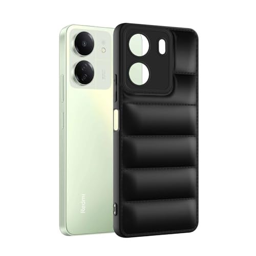 Plus Puffer Case Camera Protection Soft Back Cover for Mi Redmi 13C 4G / Poco C65 - Black - Image 3