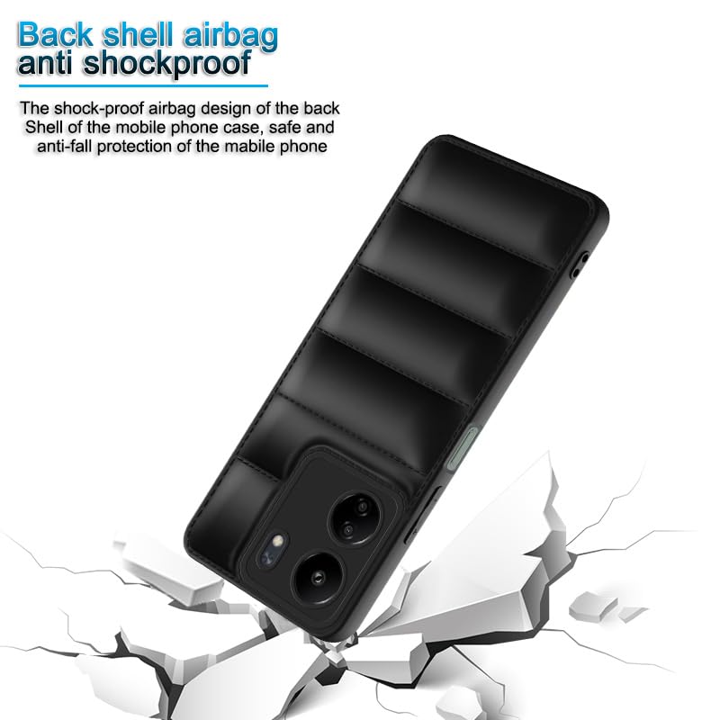 Plus Puffer Case Camera Protection Soft Back Cover for Mi Redmi 13C 4G / Poco C65 - Black - Image 4