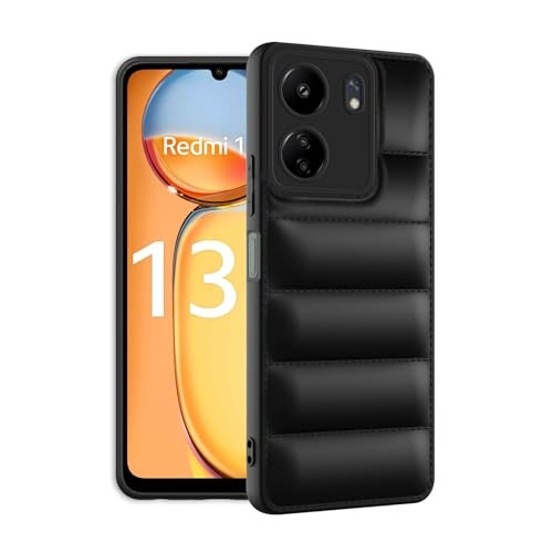 Plus Puffer Case Camera Protection Soft Back Cover for Mi Redmi 13C 4G / Poco C65 - Black - Image 2