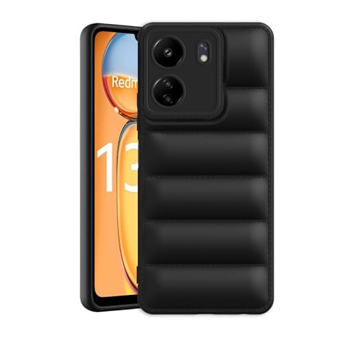 Plus Puffer Case Camera Protection Soft Back Cover for Mi Redmi 13C 4G / Poco C65 - Black - Image 1