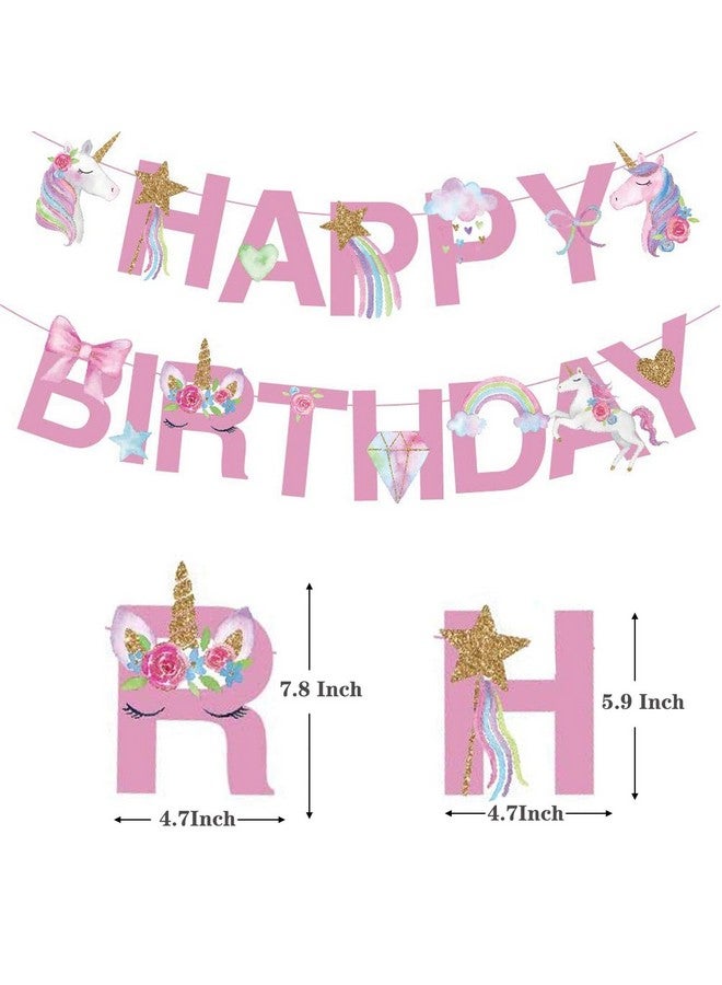 sinoeem Unicorn Happy Birthday Banner Unicorn Party Decorations Supplies Rainbow Unicorn Bunting Banner For Kis Unicorn Birthday Party Favor Photo Props,Pre-Assembled - Image 2