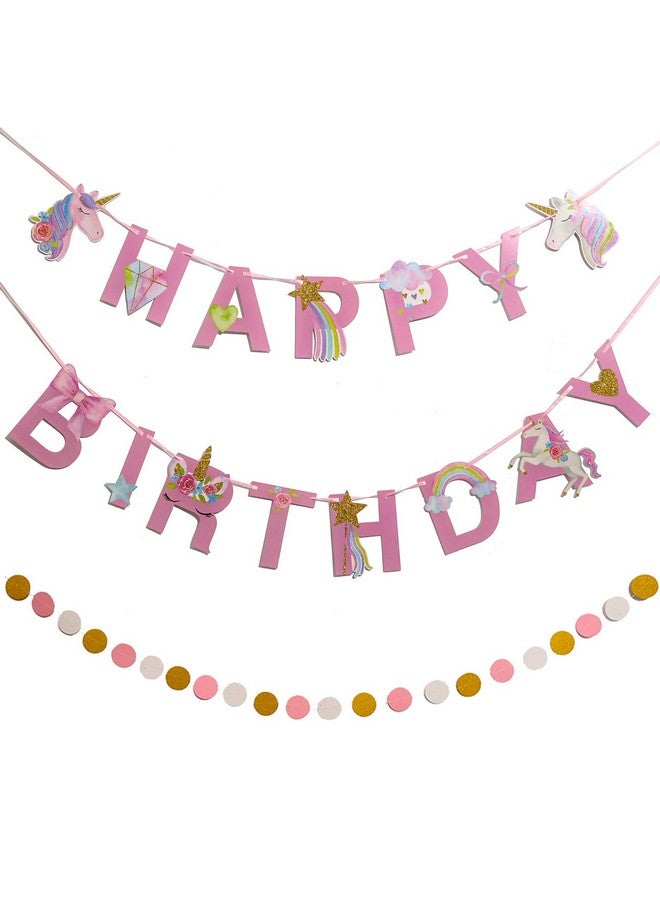 sinoeem Unicorn Happy Birthday Banner Unicorn Party Decorations Supplies Rainbow Unicorn Bunting Banner For Kis Unicorn Birthday Party Favor Photo Props,Pre-Assembled - Image 5