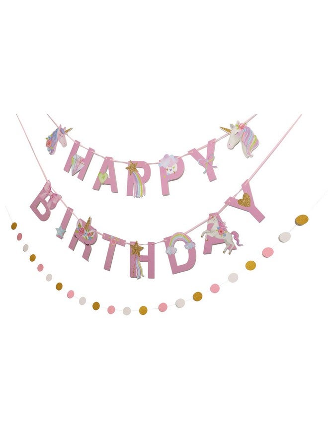 sinoeem Unicorn Happy Birthday Banner Unicorn Party Decorations Supplies Rainbow Unicorn Bunting Banner For Kis Unicorn Birthday Party Favor Photo Props,Pre-Assembled - Image 3