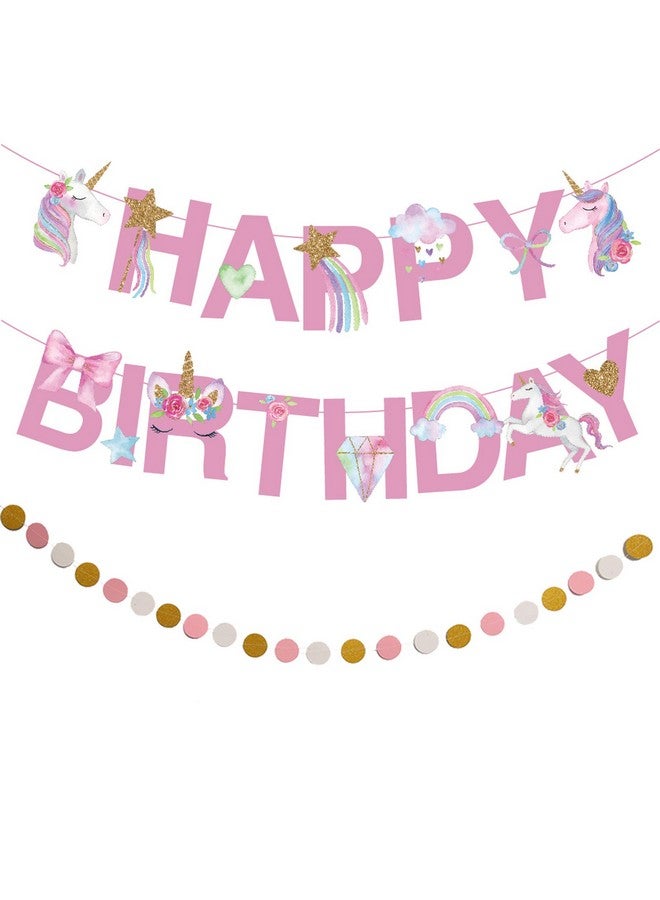 sinoeem Unicorn Happy Birthday Banner Unicorn Party Decorations Supplies Rainbow Unicorn Bunting Banner For Kis Unicorn Birthday Party Favor Photo Props,Pre-Assembled - Image 1