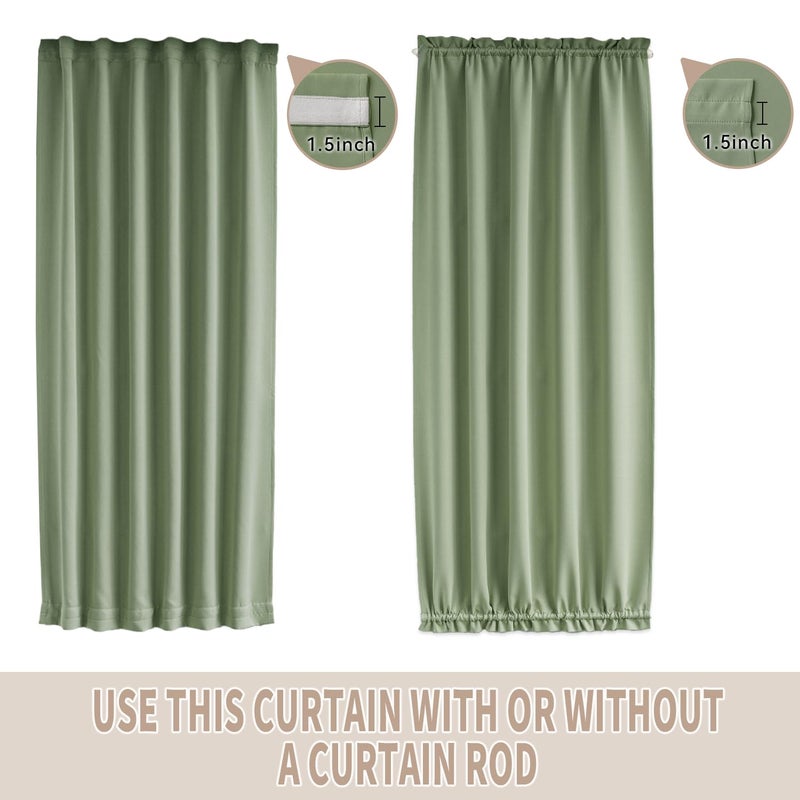 Vatge Sage Green Door Curtains For Door Window Sidelight Front Door Curtains For Glass Window  1 Panel  W12 X L72  Sage Green - Image 4