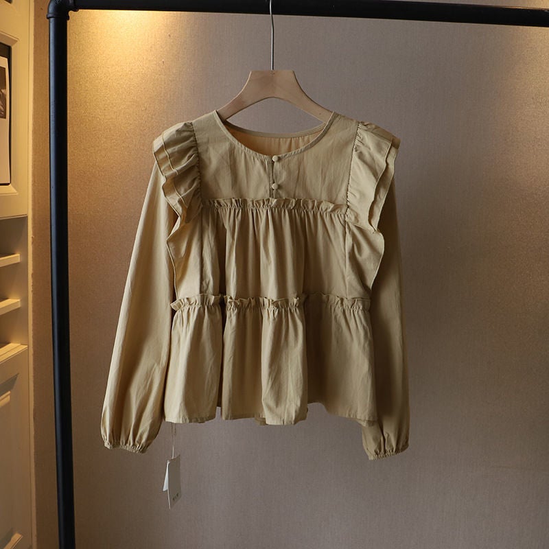 Japanese Style Gentle Loose Niche Sweet Ruffled Long-sleeved Doll White Shirt Womens Autumn Korean Style Age-reducing Top White - Image 2