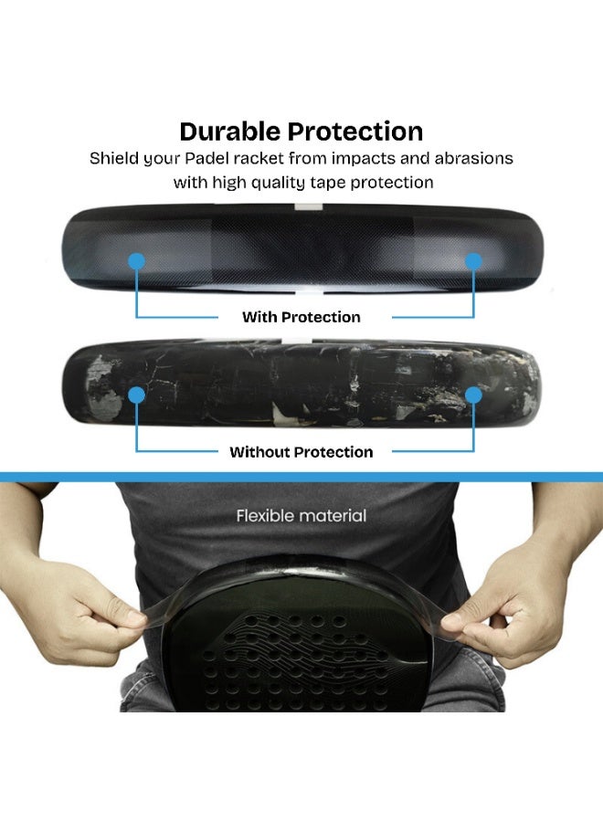 Transparent Padel Racket Protector, Clear Durable Shield with Micro Grid, 370x34mm, Lightweight Edge Protection for Performance - Image 2