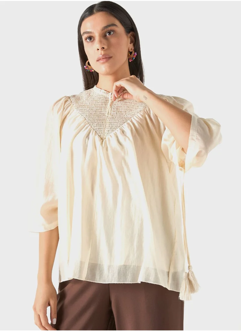 Iconic Ruched Flared Sleeve Top