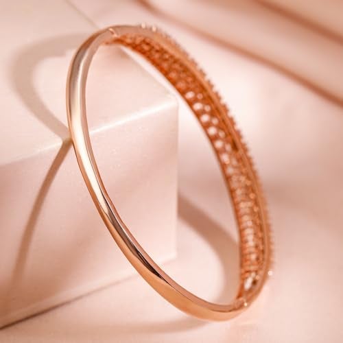 Rubans 22K Rose Gold-Plated Cubic Zirconia Studded Openable Bangle-Style Bracelet for Women – for Weddings & Special Occasions - Image 2
