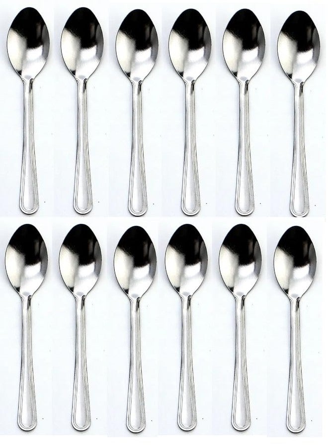 FRILL Stainless Steel Dinning, Dinner Spoons, Table Spoon Set of 12 Food Grade Silverware for Home & Kitchen - Image 1