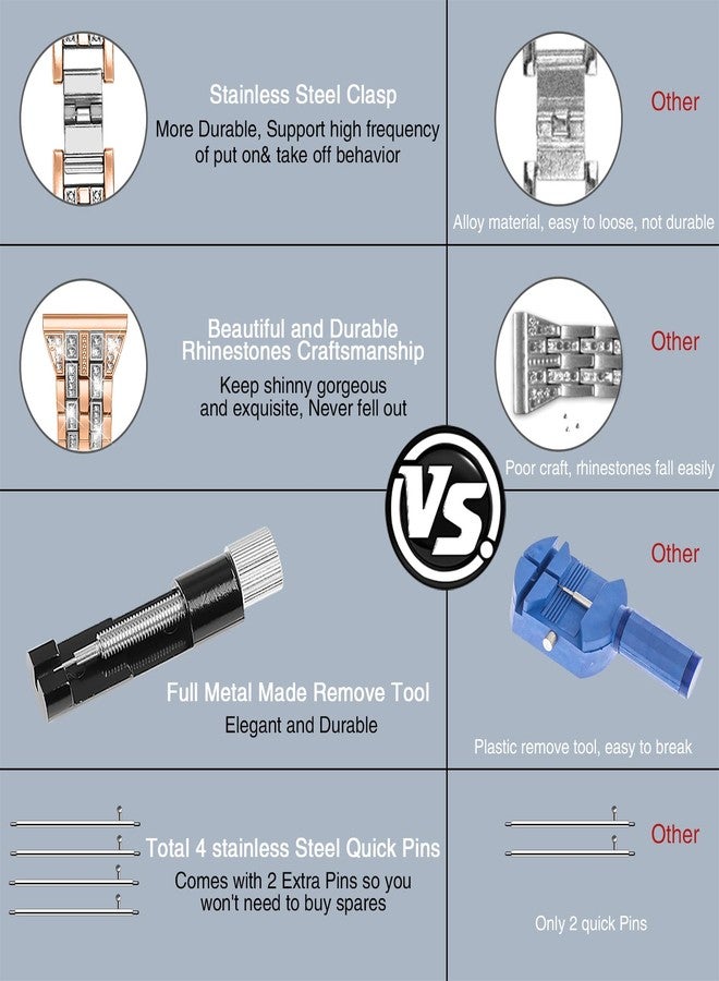 JOYOZY Women Stylish Band for Samsung Galaxy Watch 6/4/5/7/FE 40mm 44mm/Watch 6/4 Classic/Galaxy Watch 3 41mm/Active 2 40mm 44mm/Watch 5 pro 45mm,Stainless Steel 20mm Jewelry Watch Strap Wrist - Image 5