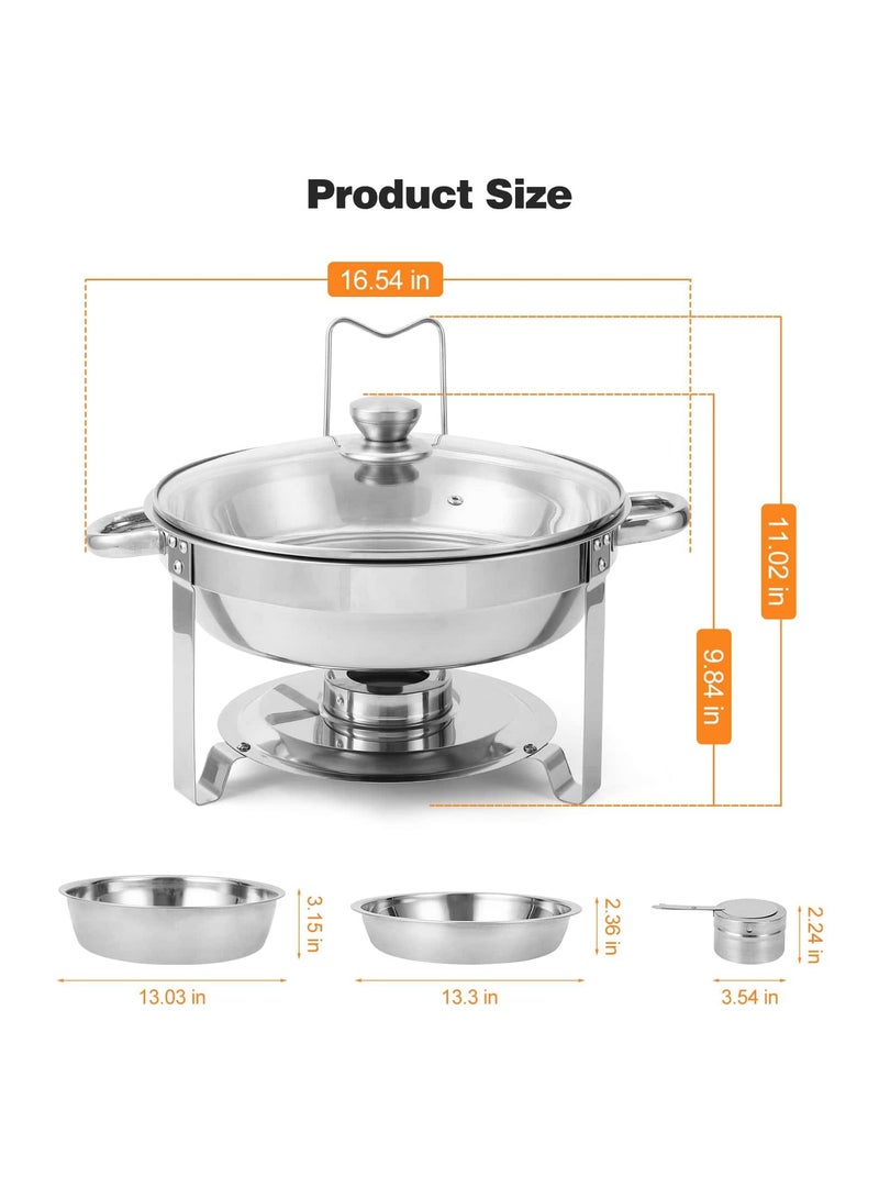 أديلي طبقان طعام ساخن من الفولاذ المقاوم للصدأ 4.5 لتر - مجموعتي بوفيه مع أغطية وحوامل للولائم والخدمات والمطاعم – مستلزمات رمضان - Image 4