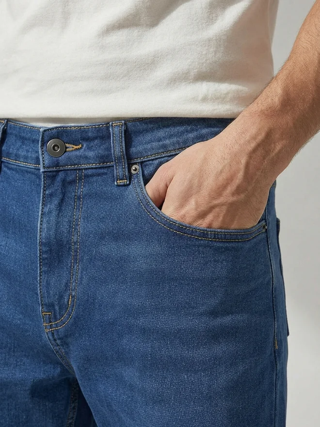 Styli Medium Blue Men Blue Relaxed Fi Washed Jeans for Men | Best Price UAE